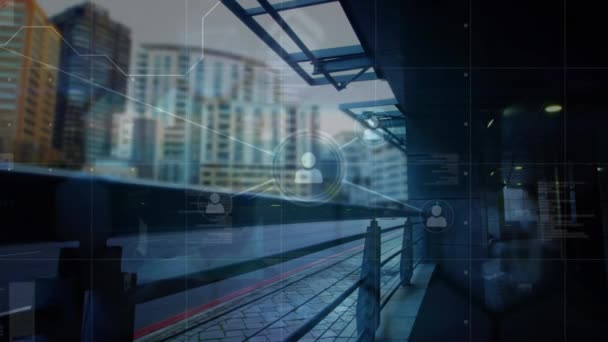 Анимация Сети Соединений Городскому Пейзажу Глобальные Соединения Обработка Данных Технологическая — стоковое видео