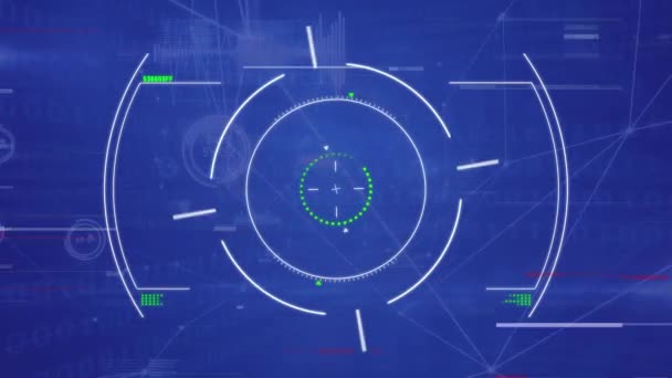 蓝色背景上的数据处理动画 全球科学 数字接口和技术概念数字生成视频 — 图库视频影像