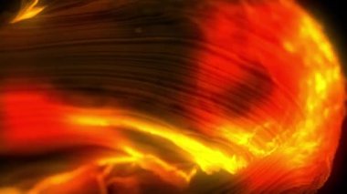 Siyah zemin üzerinde değişen kırmızı ve sarı şekillerin animasyonu. renk, hareket ve enerji, soyut arkaplan kavramı dijital olarak oluşturulmuş video.