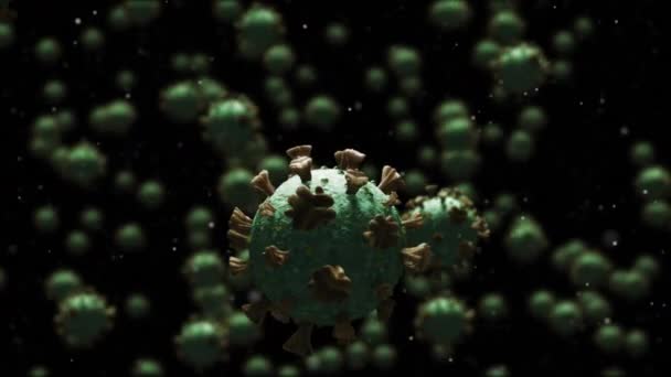 Çoklu Covid Hücreleri Beyaz Parçacıklar Siyah Arkaplanda Fotokopi Uzayına Karşı — Stok video