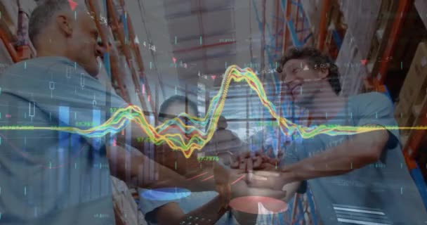 Animering Finansiella Diagram Och Data Över Olika Kvinnliga Och Manliga — Stockvideo
