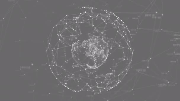 지구본의 애니메이션 어두운 글로벌 데이터 디지털 비디오 — 비디오