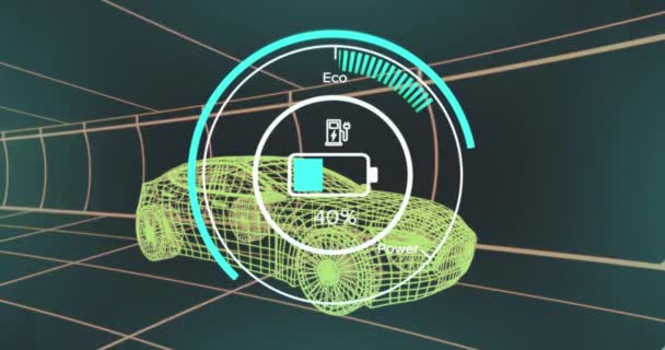 Animering Batterinivå Över Elbil Projekt Marin Bakgrund Elbilar Miljökraft Hållbarhet — Stockvideo
