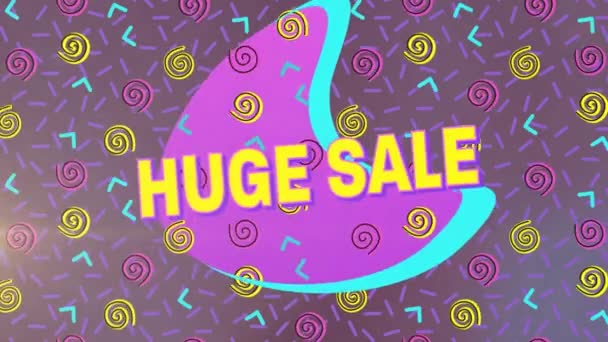 Анимация Огромной Продажи Фиолетовом Фоне Вращающимися Спиралями Торговля Торговля Продажа — стоковое видео