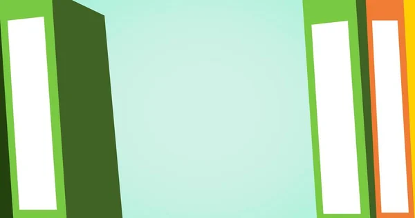 Иллюстративное Изображение Зеленых Оранжевых Цветных Книг Синем Фоне Копировальное Пространство — стоковое фото
