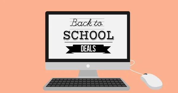 Illustration Back School Deals Text Computer Screen Keyboard Mouse Copy — Stock Photo, Image