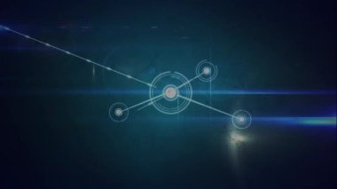 Işık yollarının animasyonu ve siyah arkaplan üzerindeki bağlantı ağı. küresel bağlantılar, bilim ve dijital arayüz konsepti dijital olarak oluşturulmuş video.