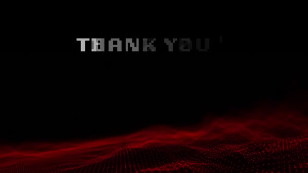 Cyfrowa Animacja Podziękowania Baner Tekstowy Nad Czerwoną Falą Cyfrową Czarnym — Wideo stockowe