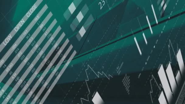Animation Graphiques Financiers Déplaçant Sur Fond Vert Finance Économie Technologie — Video