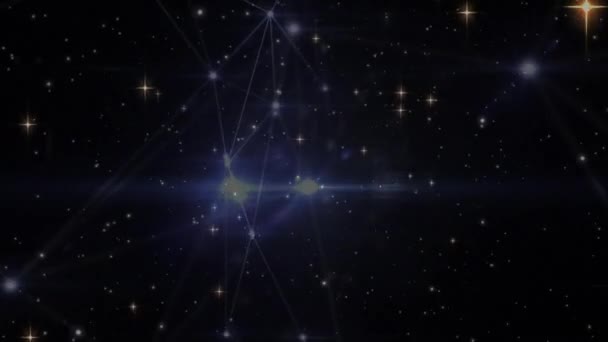 Κινούμενα Σχέδια Αστερισμών Και Αστερισμών Στο Νυχτερινό Ουρανό Σχήμα Συνδέσεις — Αρχείο Βίντεο