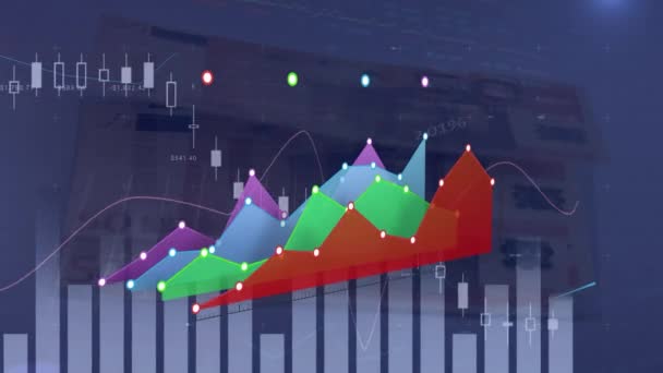 Animace Zpracování Dat Bankovek Modrém Pozadí Sociální Média Koncepce Komunikačního — Stock video