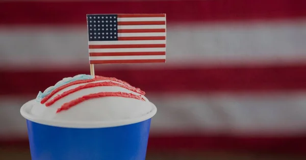 Miniature American Flag Drink American Flag Background Copy Space American — Stock Photo, Image