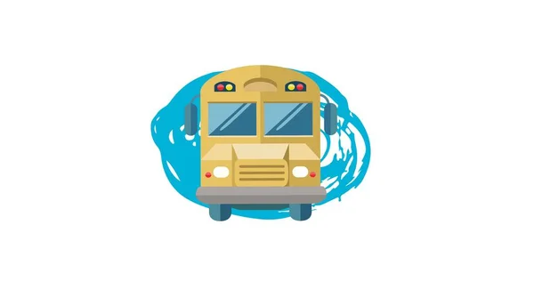 Illusztratív Kép Iskolabusz Kék Firkák Fehér Háttér Másolás Helyet Vektor — Stock Fotó