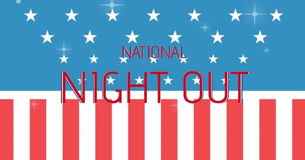 Illustrative image of national night out text over flag of america, copy space. Vector, copy space, national flag, community, police, partnership, crime, awareness and prevention concept.