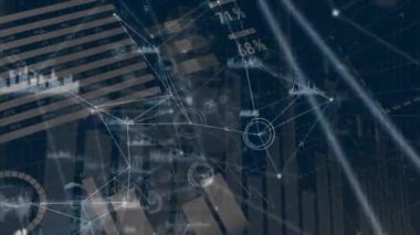 Donanma dijital ekranında bağlantılar, finansal veriler ve grafik işlemleri. küresel bağlantılar, finans, ekonomi ve teknoloji konsepti dijital olarak oluşturulmuş video.