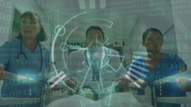 Hastayı hastanedeki ameliyathaneye yetiştiren sağlık çalışanlarından oluşan bir ekibe karşı veri işleme. Tıbbi sağlık ve teknoloji konsepti