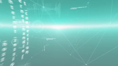 Yeşil arkaplan üzerinde veri işleme ve bağlantı ağının animasyonu. küresel bağlantılar, bilim ve dijital arayüz konsepti dijital olarak oluşturulmuş video.