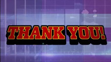 Teşekkür mesajı üzerinden veri işleme animasyonu. küresel iş, finans, bağlantılar ve dijital arayüz konsepti dijital olarak oluşturulmuş video.