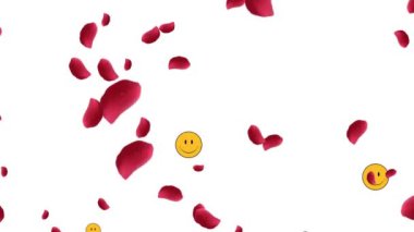 Beyaz arka planda medya ve taç yapraklarının canlandırılması. Sosyal medya ve iletişim arayüzü kavramı dijital olarak oluşturulmuş video.