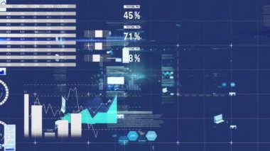 İstatistik ve finansal veri işleme animasyonu. küresel finans, iş ve veri işleme kavramı dijital olarak oluşturulmuş video.