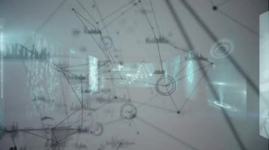 Veri işleme üzerinden bağlantı ağının animasyonu. küresel bağlantılar, bilim ve dijital arayüz konsepti dijital olarak oluşturulmuş video.