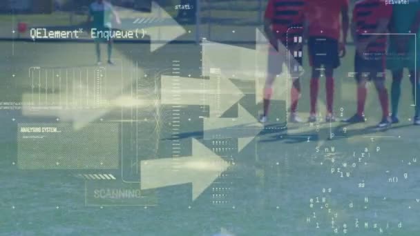 Processamento Dados Contra Jogador Futebol Masculino Levar Pontapé Livre Campo — Vídeo de Stock