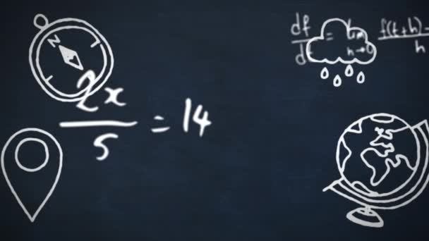 在黑色背景上的数学公式动画 知识和学习概念数字生成的视频 — 图库视频影像