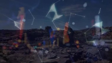 Manzara ve dünya üzerindeki bağlantı ağının animasyonu. küresel bağlantılar, ağlar ve veri işleme konsepti dijital olarak oluşturulmuş video.