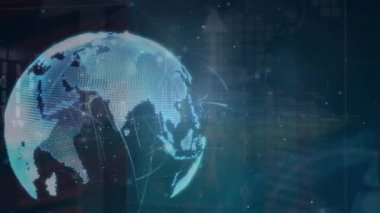 Hızlı trafik ve dünya üzerindeki bağlantı ağının animasyonu. küresel bağlantılar, ağlar ve veri işleme konsepti dijital olarak oluşturulmuş video.