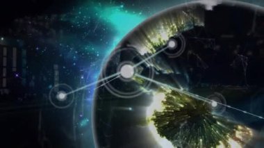 Hızlı trafik ve dünya üzerindeki bağlantı ağının animasyonu. küresel bağlantılar, ağlar ve veri işleme konsepti dijital olarak oluşturulmuş video.