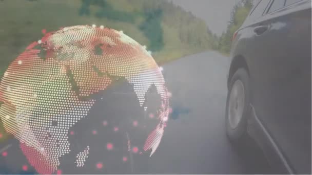 지구본을 연결하는 네트워크의 애니메이션 글로벌 네트워크 데이터 디지털 비디오 — 비디오