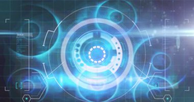 Kapsam taramasında veri işleme animasyonu. küresel iş, finans, bağlantılar ve dijital arayüz konsepti dijital olarak oluşturulmuş video.