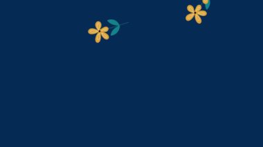 Donanma arkaplanından düşen çiçeklerin animasyonu. Doğa, arkaplan ve dokular konsepti dijital olarak oluşturulmuş video.