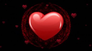 Siyah arka planda çarpan kalplerin animasyonu. aşk, ilişki, renk ve hareket konsepti dijital olarak oluşturulmuş video.