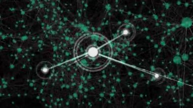 Karanlık arka planda bağlantı ağının animasyonu. küresel bağlantılar, veri işleme ve teknoloji konsepti dijital olarak oluşturulmuş video.