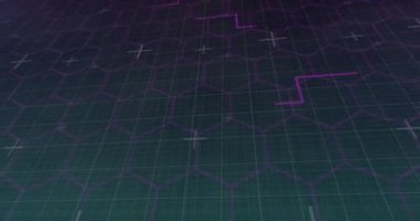 Mavi arka planda şekillerin canlandırılması. küresel iş, finans, bağlantılar ve dijital arayüz konsepti dijital olarak oluşturulmuş video.