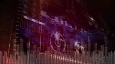 Sunucular üzerinde çeşitli veri ve grafiklerin animasyonu. Fitness refahı ve veri işleme konsepti dijital olarak oluşturulmuş video.