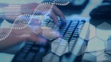 Veri işleme ve DNA yapısı olan birden fazla ekran üniversitedeki öğrencilere karşı. Küresel iş dijital arayüzü teknolojisi ve dijital olarak oluşturulan ağ konsepti.