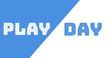 Oyun günü metninin çift ton arkaplanı üzerinden dijital olarak oluşturulmuş görüntüsü. İllüstrasyon, dijital kompozit, metin, vektör, kopya alanı, iletişim ve oyun günü kavramı.