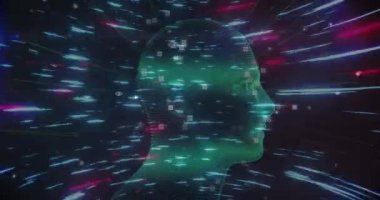 Simgeli ve bağlantı ağlı dünyanın animasyonu. Küresel internet güvenliği kimlik veri işleme ve teknoloji konsepti dijital olarak oluşturulmuş video.