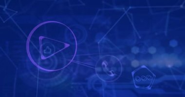 Mavi arka planda veri işleme ve dijital tünel animasyonu. Küresel işletme veri işleme ve bağlantılar konsepti dijital olarak oluşturulmuş video.