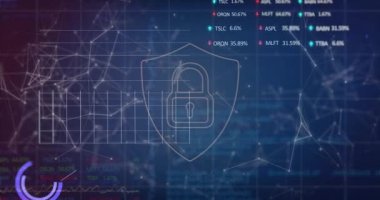 Dünya haritasında finansal veri işleme animasyonu. Dijital arayüz ve teknoloji kavramı.