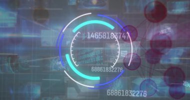 Finansal veri işlemenin animasyonu ve dünya ve şehir çevresindeki bağlantılar ağı. Küresel iş, finans ve dijital arayüz kavramı dijital olarak oluşturulmuş video.