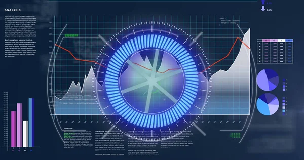 Afbeelding Van Kompas Draaien Wetenschappelijke Grafiek Gegevens Global Science Connecties — Stockfoto