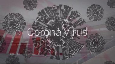 Metin ve veri işleme ile covid 19 hücrenin animasyonu. küresel covid 19 salgın ve veri işleme konsepti dijital olarak oluşturulmuş video.