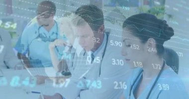 Hastanedeki çeşitli doktorlar ve sağlık çalışanları üzerinde borsa verileri işleme koyuyoruz. Tıbbi sağlık ve teknoloji konsepti