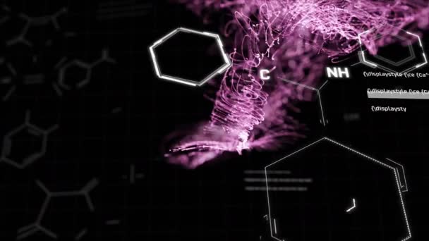 Animatie Van Het Netwerk Van Verbindingen Met Chemische Structuren Mondiaal — Stockvideo