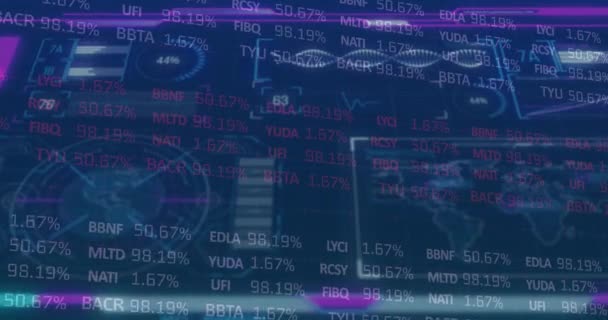 Animação Processamento Dados Sobre Fundo Azul Conceito Global Negócios Interface — Vídeo de Stock