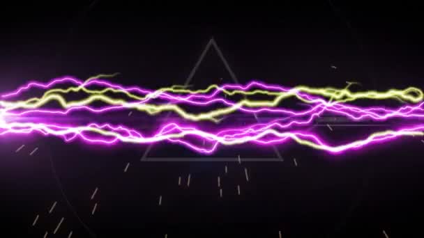 Animation Eines Pulsierenden Neonfarbenen Dreiecks Mit Rosa Und Gelben Wellen — Stockvideo