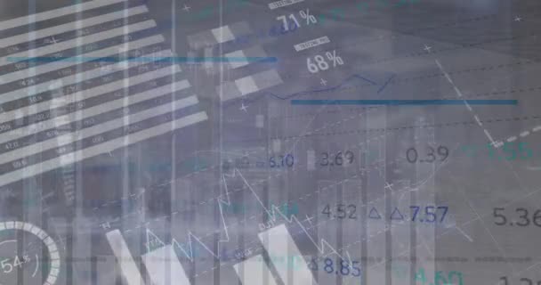 Grafikonok Pénzügyi Adatok Animációja Irodaterületen Üzleti Pénzügyi Gazdasági Technológiai Koncepció — Stock videók